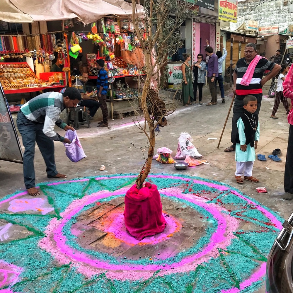 Boho Embroidered Tan Camel Leather Mini Backpack - Picture 9 of 10